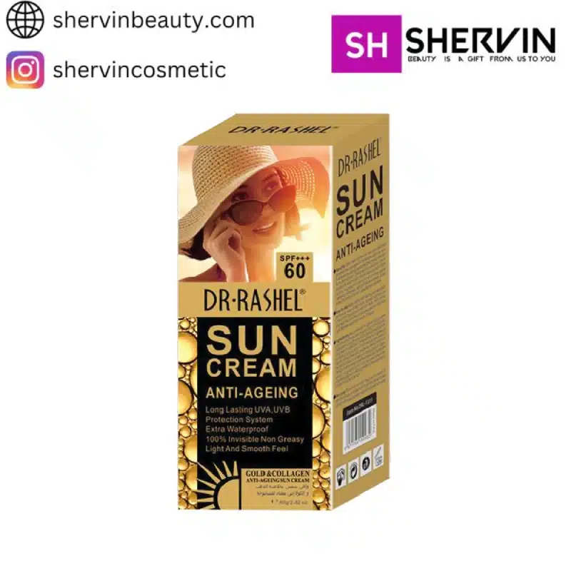 dr-rashel-suncream کرم ضدآفتاب طلا کلاژن دکتر راشل 60%