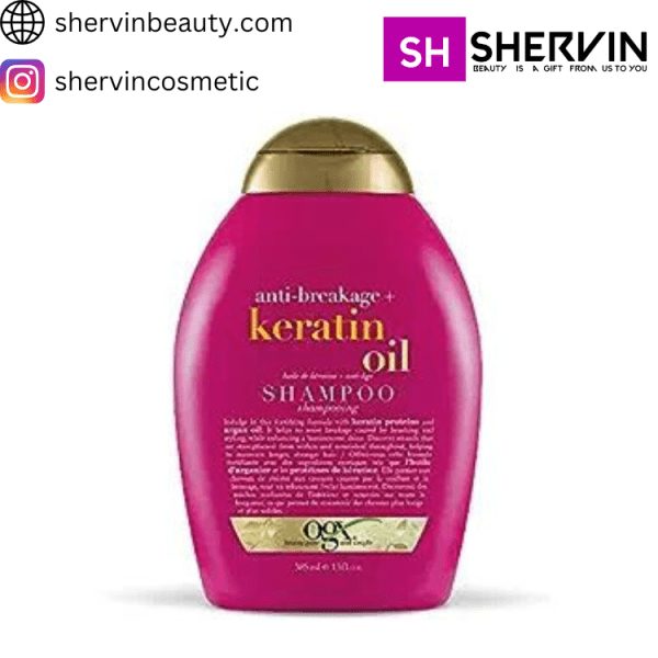 شامپو روغن کراتین (کراتین اویل) او جی ایکس OGX اصل حجم 385 میل | OGX ANTI BREAKAGE KERATIN OIL SHAMPOO 385ml