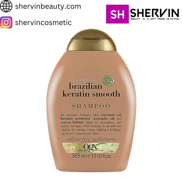 شامپو کراتین برزیلی اوجی ایکس OGX حجم 385 میلOGX Ever Straightening + Brazilian Keratin Smooth Shampoo 385 ml