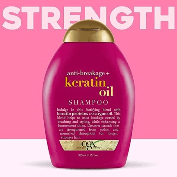 شامپو روغن کراتین (کراتین اویل) او جی ایکس OGX اصل حجم 385 میل | OGX ANTI BREAKAGE KERATIN OIL SHAMPOO 385ml