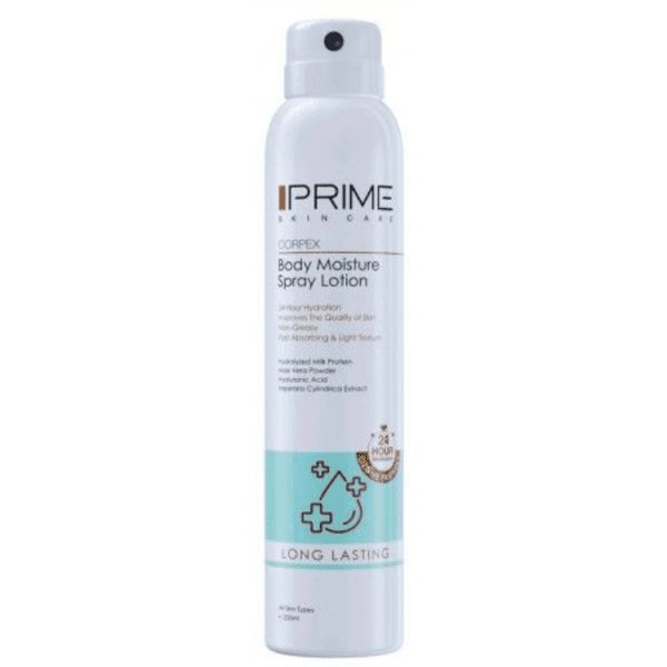 اسپری لوسیون آبرسان بدن پریم مناسب انواع پوست 200 میلی لیتر Prime Body Moisture Spray Lotion 200 Mlاسپری لوسیون آبرسان بدن پریم مناسب انواع پوست 200 میلی لیتر Prime Body Moisture Spray Lotion 200 Ml