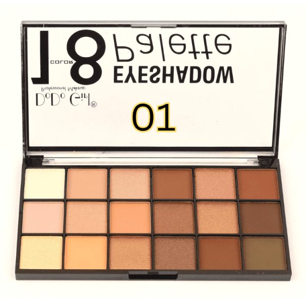 پالت سایه 18 رنگ دودو گرل شماره 01 دودوگرل DoDo Girl eyeshadow palette of 18 color No.