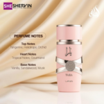 عطر ادکلان زنانه لطافه یارا Lattafa Yara Eau de Parfum100ml یک عطر با رایحه شیرین، وانیلی، گورماند، میوه‌ای و گلی است که برای بانوان طراحی شده است.