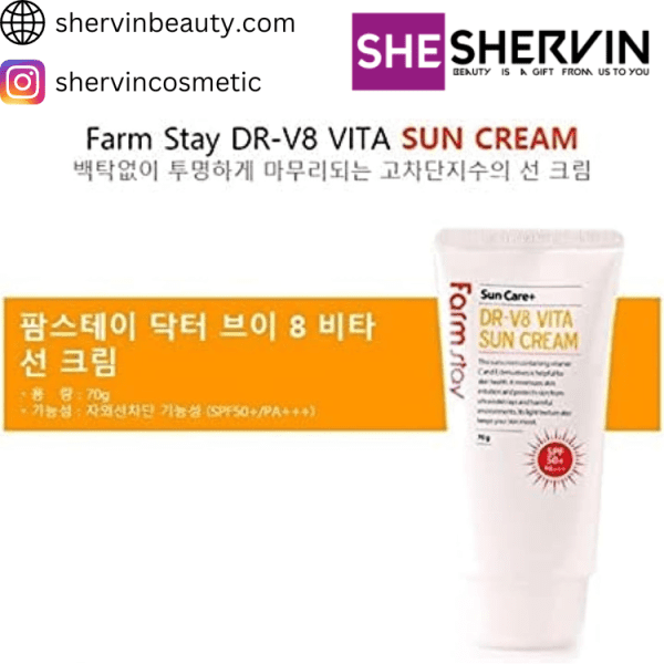 معرفی ضد آفتاب دکتر ویتامین فارم استی Farm Stay DR-V8 Vita Sun Cream 70g