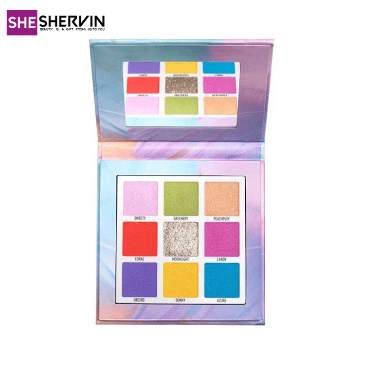 پالت سایه ۹ رنگ میس بیوتی کالرپاپ گلدن رز رنگهای بسیار پرانرژی و مناسب برای آرایشهای مدرن مناسب برای آرایش روزانه، مجلسی، فشن، عکاسی و میکاپ حرفهای قابل استفاده برای افراد مبتدی تا حرفهای ماندگاری بالا بدون کمرنگ شدن طراحی زیبا، کوچک و قابل حمل پالت سایه ۹ رنگ میس بیوتی کالرپاپ گلدن رز