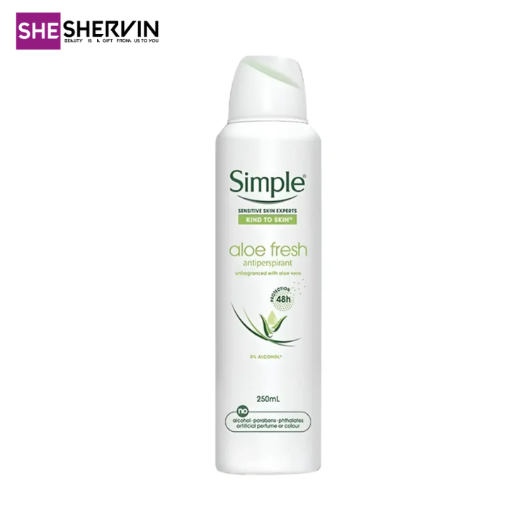 اسپری ضد تعریق سیمپل مدل Aloe Fresh حجم 250 میل اسپری ضد تعریق سیمپل مدل Aloe Fresh حجم 250 میل