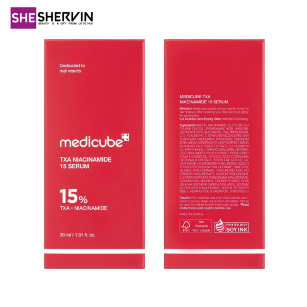 سرم روشن‌کننده مدیکیوب حاوی TXA و نیاسینامید 15%