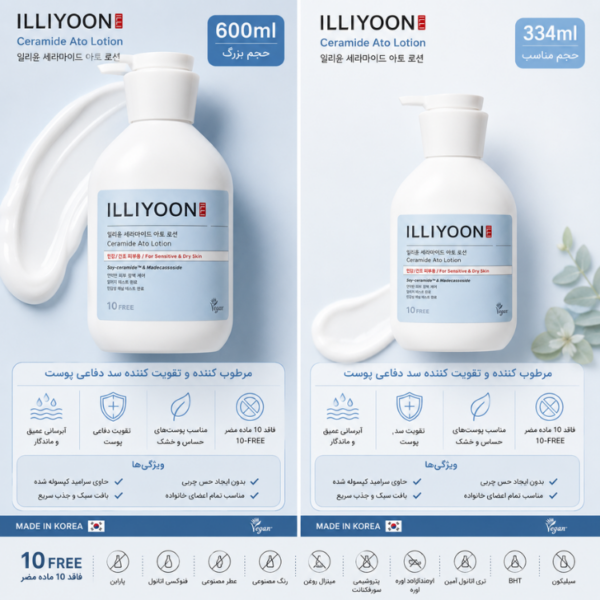 پک لوسیون مرطوب کننده ایلیون سرامید آتو لوشن 10-Free حجم 600 + 334 ml