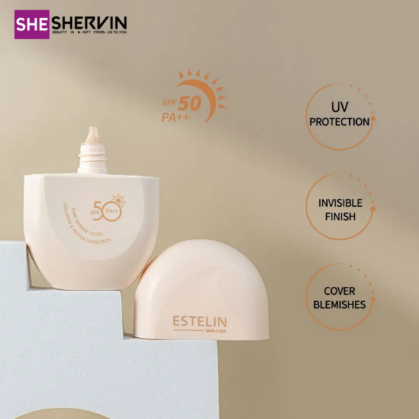 ضد آفتاب رنگی ترمیم کننده کلاژن پپتاید استلین spf50+++