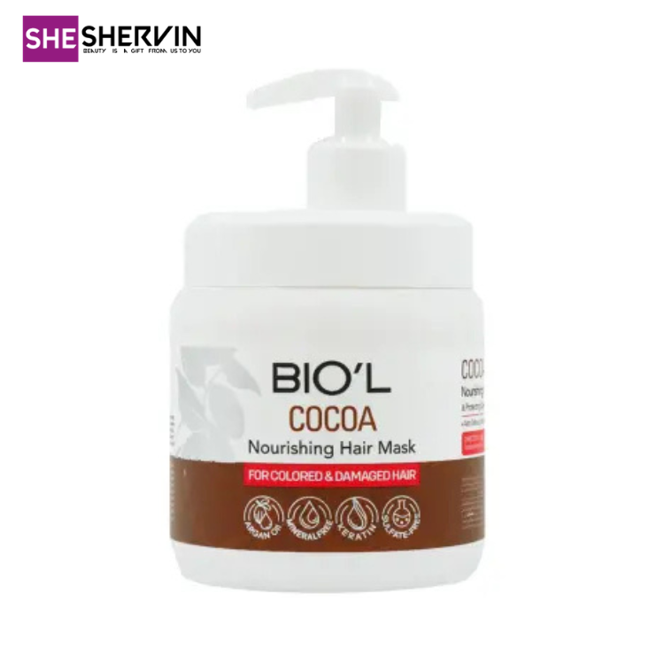 ماسک مو بیول حاوی کاکائو مناسب موهای رنگ شده و آسیب دیده 500ML ماسک مو بیول حاوی کاکائو مناسب موهای رنگ شده و آسیب دیده 500ML