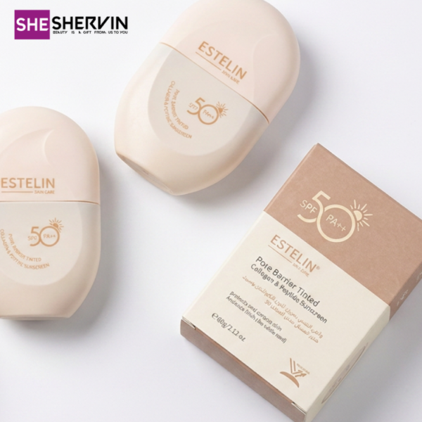 ضد آفتاب رنگی ترمیم کننده کلاژن پپتاید استلین spf50+++