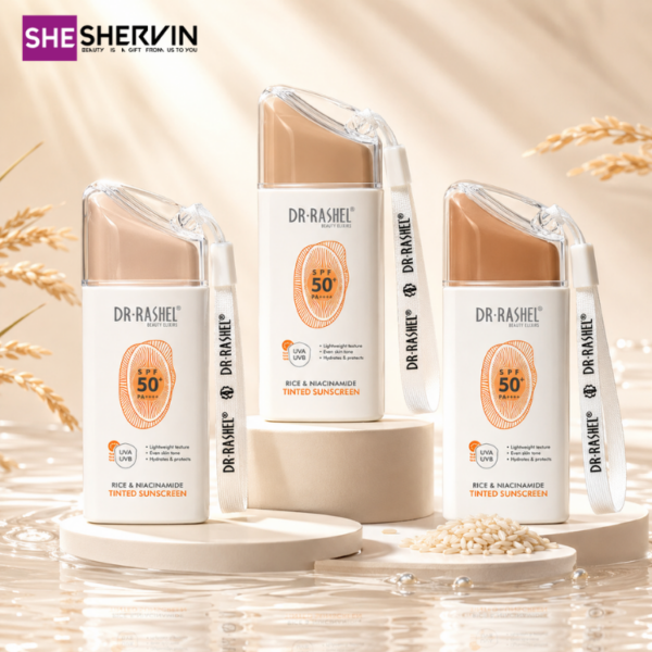 ضد آفتاب رنگی برنج و نیاسینامید دکتر راشل SPF50+++